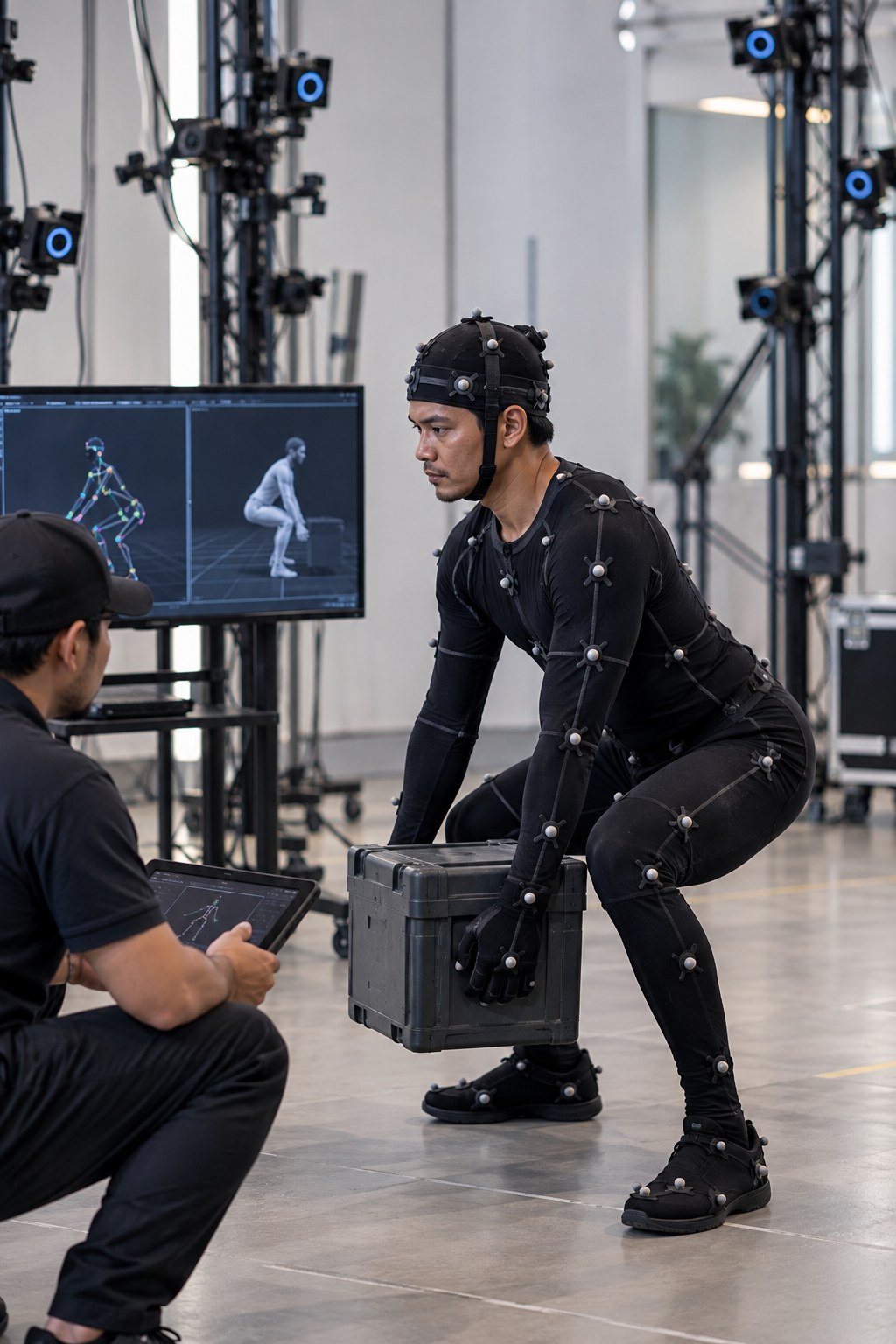 Operator setting up a capture camera